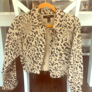 Cropped Leopard Jean Jacket